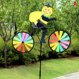 1pc, Outdoor Decoration Three-dimensional Biker Animal Fabric Windmill Traditional Nostalgic Toy Colorful Windmill - A Bee Animal Riding A Windmill