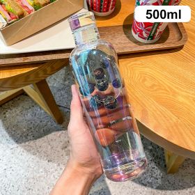 500ml Fashion Glass Water Bottle And Time Marker Creative Large Capacity Leakproof Drink Bottle Drop-Resistant Sport Outdoor - 500ml - Colorful White