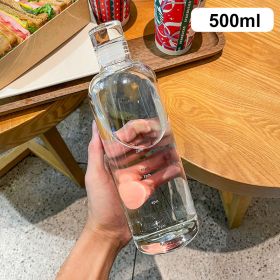 500ml Fashion Glass Water Bottle And Time Marker Creative Large Capacity Leakproof Drink Bottle Drop-Resistant Sport Outdoor - 500ml - White