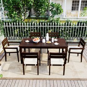 [Not allowed to sell to Wayfair] Acacia Wood Outdoor Dining Table And Chairs Suitable For Patio; Balcony Or Backyard - Dark Brown