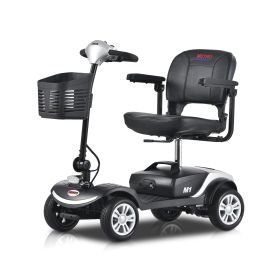 Four wheels Compact Travel Foldable Outdoor Electric Power Mobility Scooter for Adult with LED Lights - Silver