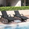 Outdoor Wicker Chaise Lounge Outside Lounge Chairs with Aluminum Frame, Set of 2 - Brown