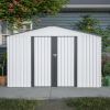 10X8 FT Outdoor Storage Shed, All Weather Metal Sheds with Lockable Doors, Tool Shed for Garden, Patio, Backyard, Lawn, Grey - as Pic