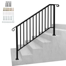 Matte Black Outdoor 4 Level Iron Handrail - black