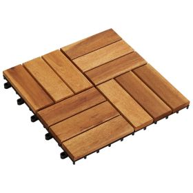 10 pcs Acacia Decking Tiles 11.8"x11.8" - Brown