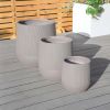 Outdoor Garden Faux Cement Pattern Planters Set of 3 with Drainage Holes - Grey