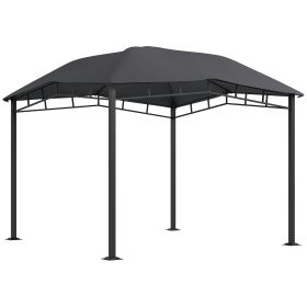 Outsunny 10' x 10' Soft Top Patio Gazebo Outdoor Canopy with Unique Geometric Design Roof, All-weather Steel Frame, Gray - as Pic