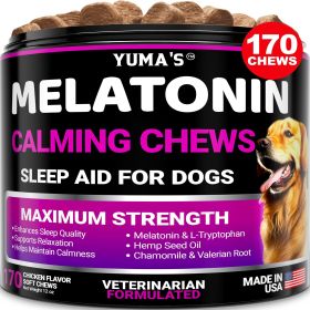 Melatonin Calming Chews for Dogs 170 Chews Dog Stress and Anxiety Relief - Yuma'S