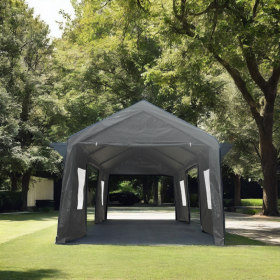 12x20ft heavy duty outdoor portable garage ventilated canopy carports - Grey