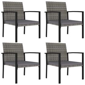 Patio Dining Chairs 4 pcs Poly Rattan Gray - Grey