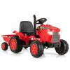 12V Kids Ride On Tractor with Trailer and Remote Control - Red