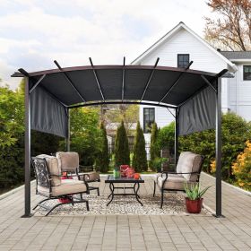 12 x 9 Ft Outdoor Pergola Patio Gazebo,Retractable Shade Canopy,Steel Frame Grape Gazebo,Sun shelter Pergola for Gardens,Terraces  Backyard - Gray