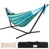 Double Hammock with Space Saving Steel Stand Includes Portable Carrying Case and Head Pillow, 450 Pounds Capacity - Iridescent