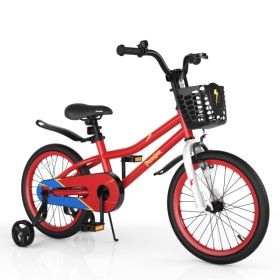 18 Inch Kids Bike with Kickstand and Coaster Brake for 4-8 Years Old - Red