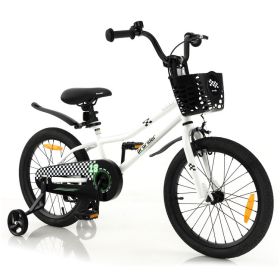 18 Inch Kids Bike with Kickstand and Coaster Brake for 4-8 Years Old - Black & White