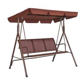 VEVOR 3-Seat Patio Swing Chair, Outdoor Patio Swing with Adjustable Canopy, Porch Swing with Armrests, Teslin Fabric and Alloy Steel Frame