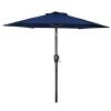 7.5ft Patio Outdoor Table Market Yard Umbrella with Push Button Tilt/Crank, 6 Sturdy Ribs for Garden, Deck, Backyard, Pool, Dark Blue - as Pic