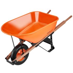 VEVOR Wheelbarrow Cart One Wheel 6 Cu Ft Garden Dump Cart 330 lbs Utility Cart