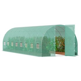 VEVOR Walk-in Tunnel Greenhouse 27.38x9.5x7.38ft Galvanized Frame PE Cover Green