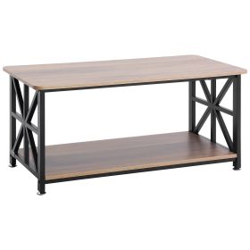 40" Farmhouse Coffee Table Rectangle Table with Open Storage Compartment