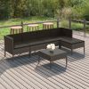 6 Piece Patio Lounge Set with Cushions Poly Rattan Gray - Grey