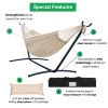 Double Hammock with Space Saving Steel Stand Includes Portable Carrying Case and Head Pillow, 450 Pounds Capacity - Natural