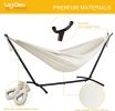 Double Hammock with Space Saving Steel Stand Includes Portable Carrying Case and Head Pillow, 450 Pounds Capacity - Natural