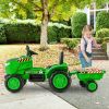 12V Kids Ride On Tractor with Trailer and Remote Control - Green