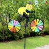 1pc, Outdoor Decoration Three-dimensional Biker Animal Fabric Windmill Traditional Nostalgic Toy Colorful Windmill - A Cow Animal Rides A Windmill