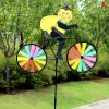 1pc, Outdoor Decoration Three-dimensional Biker Animal Fabric Windmill Traditional Nostalgic Toy Colorful Windmill - A Cow Animal Rides A Windmill