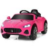 12V Kids Ride-On Car with Remote Control and Lights - Pink