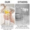 500ml Fashion Glass Water Bottle And Time Marker Creative Large Capacity Leakproof Drink Bottle Drop-Resistant Sport Outdoor - 500ml - Colorful White