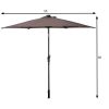 9 Feet Patio LED Solar Umbrella with Crank - Tan