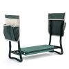 Outdoor 2-in-1 Garden Stool and Kneeler;  Garden Bench with Tool Bags;  Kneeling Pad;  Gift for Parent;  Portable;  Green - Green