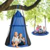 2-in-1 40 Inch Kids Hanging Chair Detachable Swing Tent - Blue