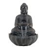 24x20.5x34" Dark Gray Buddha Statue Water Fountain, Indoor Outdoor Polyresin Fountain with Light - as Pic