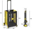 55L Foldable Rolling Cart with Wheels, Portable Updated Utility Tools Rolling Crate w/ Telescopic Handle, Yellow/Gray with Lid  - KM3240