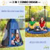 2-in-1 40 Inch Kids Hanging Chair Detachable Swing Tent - Blue