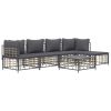 6 Piece Patio Lounge Set with Cushions Anthracite Poly Rattan - Anthracite