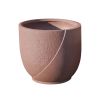 Garden Patio Faux Cement Pattern Planters Set of 3 with Drainage Holes - Brown