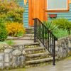 Matte Black Outdoor 4 Level Iron Handrail - black