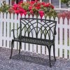 38in Outdoor Orchid Back Aluminum Bench Black - as picture