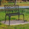 38in Outdoor Orchid Back Aluminum Bench Black - as picture