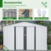 10X8 FT Outdoor Storage Shed, All Weather Metal Sheds with Lockable Doors, Tool Shed for Garden, Patio, Backyard, Lawn, Grey - as Pic