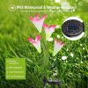 2Pcs Solar Garden Lights Outdoor Lily Flower LED Light 7-Color Changing IP65 Waterproof - Pink & Purple