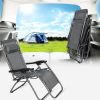 2PC Zero Gravity Patio Adjustable Folding Reclining Chair with Pillow, Grey - KM0684-G