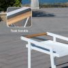 Aluminum White Indoor/Outdoor Patio Serving Dual-layer Cart with Teak Handle - White