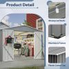 10X8 FT Outdoor Storage Shed, All Weather Metal Sheds withLockable Doors, Tool Shed for Garden, Patio, Backyard, Lawn, Grey - as Pic