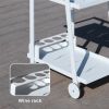 Aluminum White Indoor/Outdoor Patio Serving Dual-layer Cart with Teak Handle - White