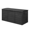 75gal 280L Outdoor Garden Plastic Storage Deck Box Chest Tools Cushions Toys Lockable Seat BLACK - as picture